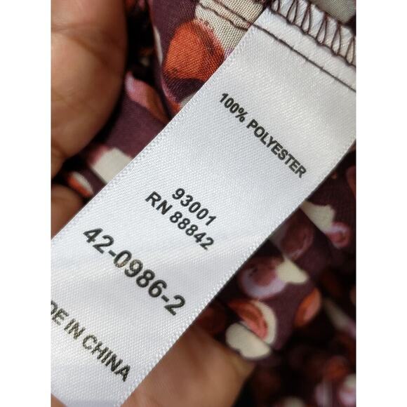 Eloquii Blouse Top Women 22 Patterned Pleated Mock Neck Long Sleeve Button Front - Picture 6 of 13